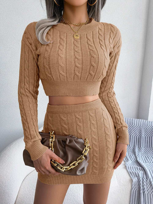 Cable Knit 2 Piece Set-Peach and Love